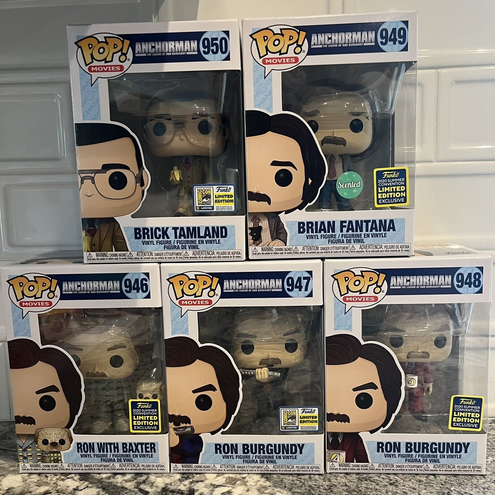 Funko Pop Movies 2020 SDCC Exclusive Anchorman Complete Set of 5
