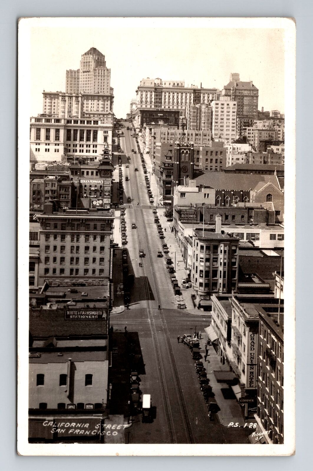San Francisco CA RPPC Bird\'s-Eye California Street Real Photo 1940 Old Postcard