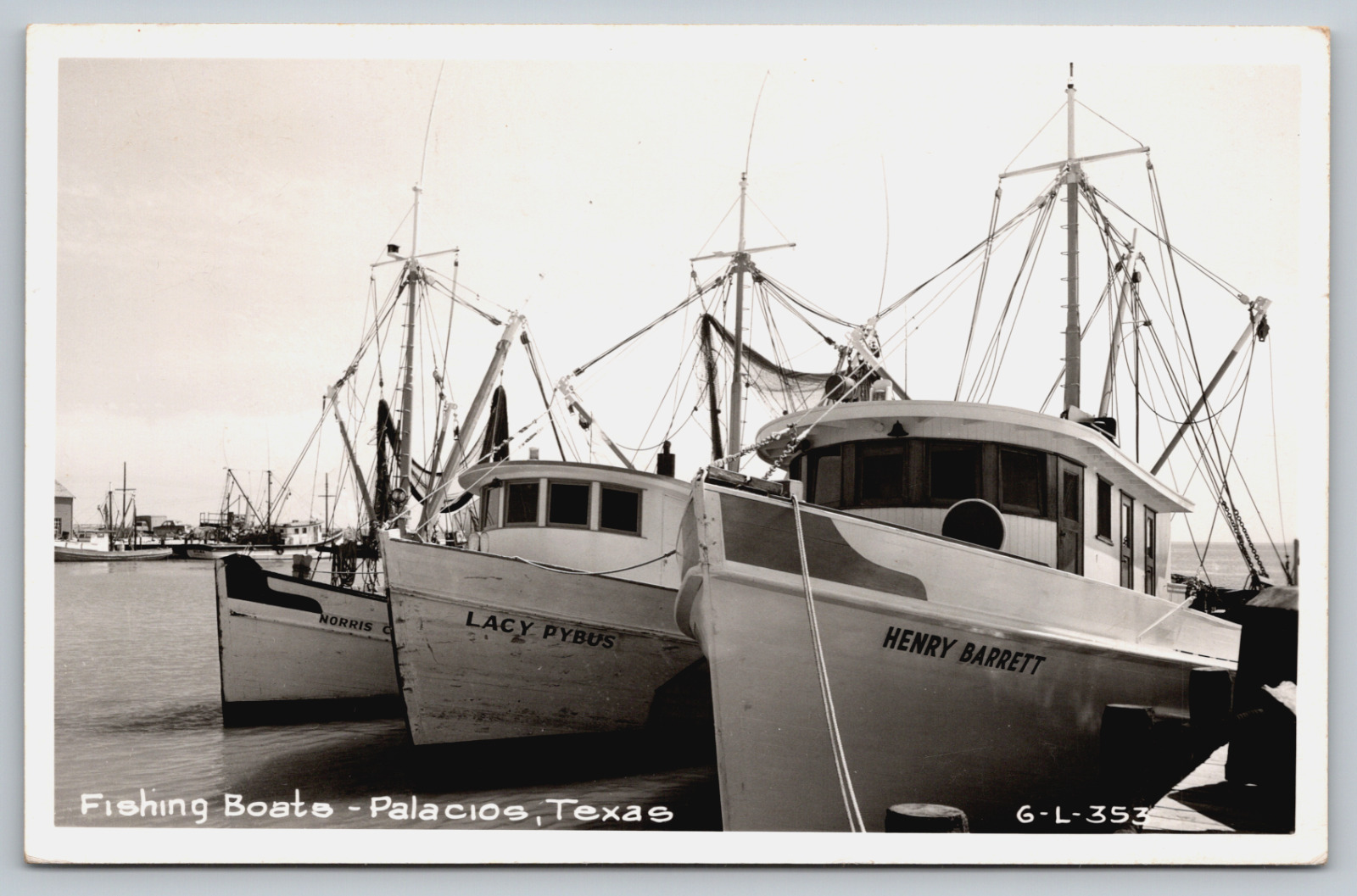 Postcard, RPPC, Fishing Boats, Palacios, Texas, Posted 1958