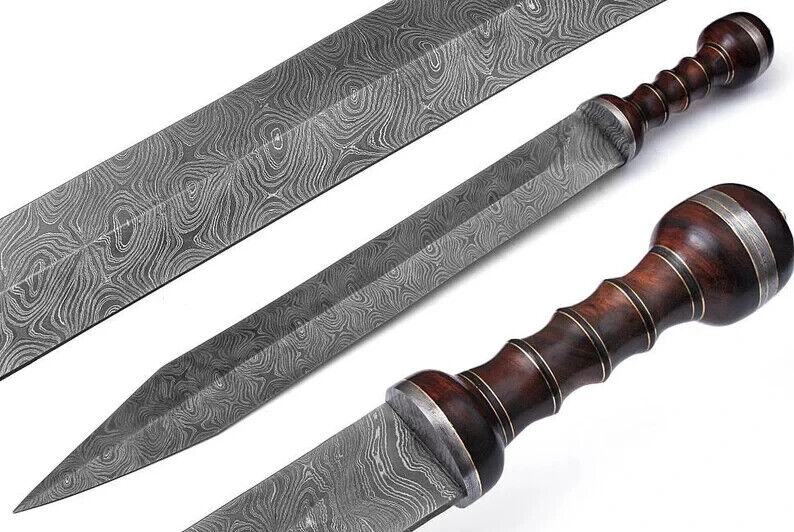 Handmade Damascus Steel Roman Gladius Sword With Rosewood Handle, Personalized S