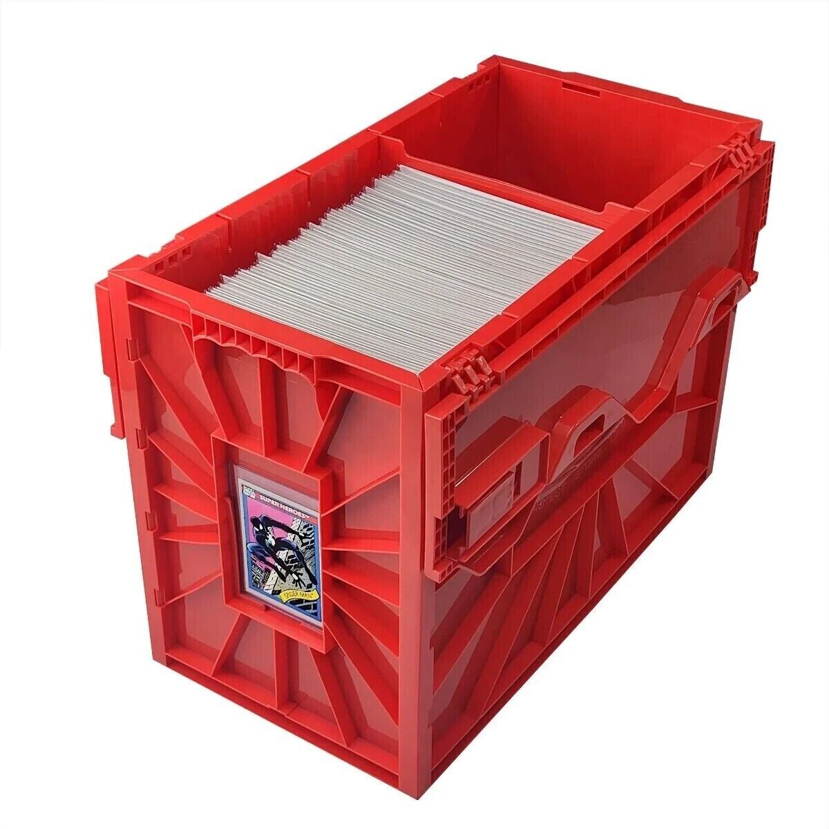 1 BCW Brand Short Plastic Comic Book Bin Box Heavy Duty with Lid - RED