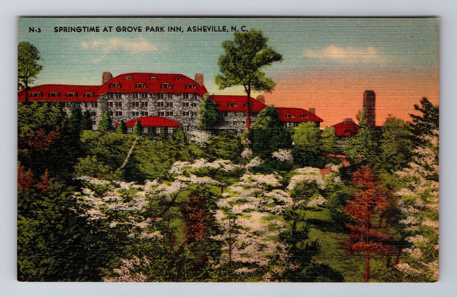 Asheville NC-North Carolina, Springtime At Grove Park Inn, Vintage Postcard