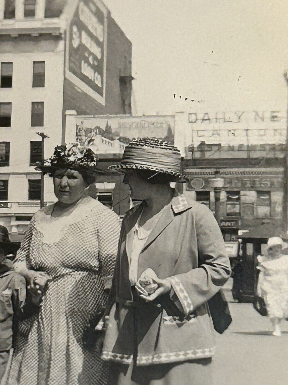 Candid Photo Women Walking Down City Street Scene 1922 1920s Antique Snapshot