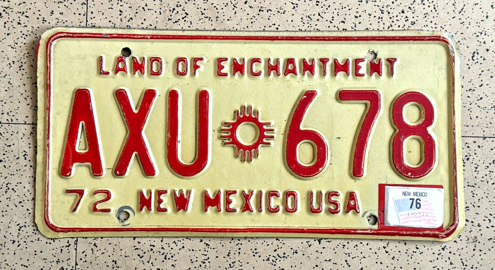 1972/1976 NEW MEXICO license plate – BRILLIANT ORIGINAL antique vintage auto tag