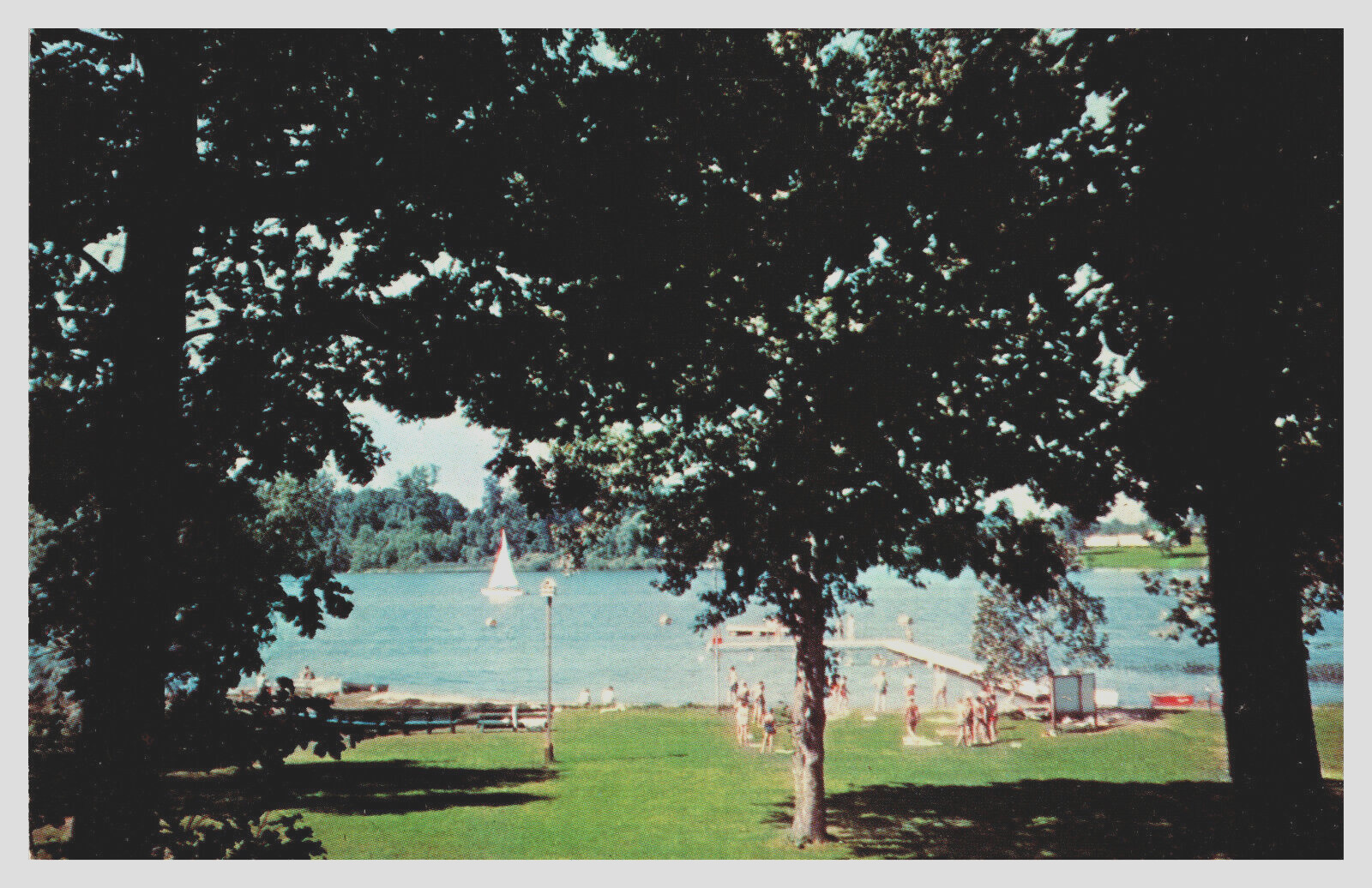 Syracuse, IN Exterior View Beach Front Quaker Haven Camp Sail Boat Pier -A68