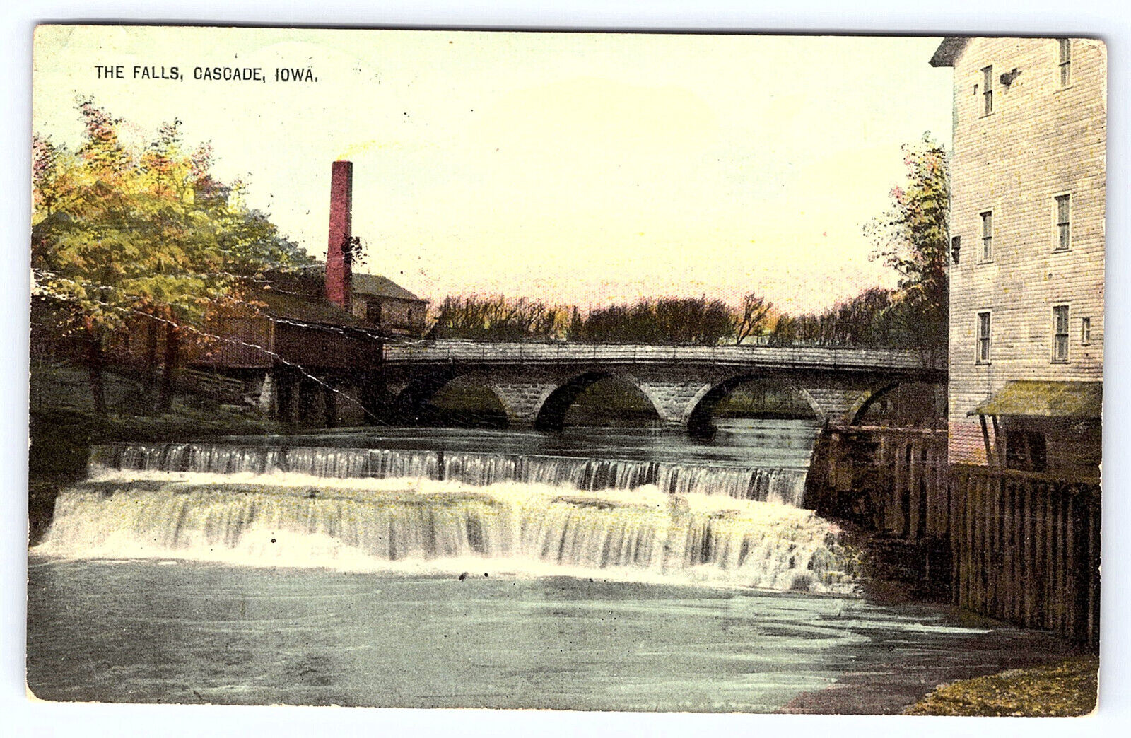 The Falls Cascade Iowa ia postcard postmarked 1914 postcard A992