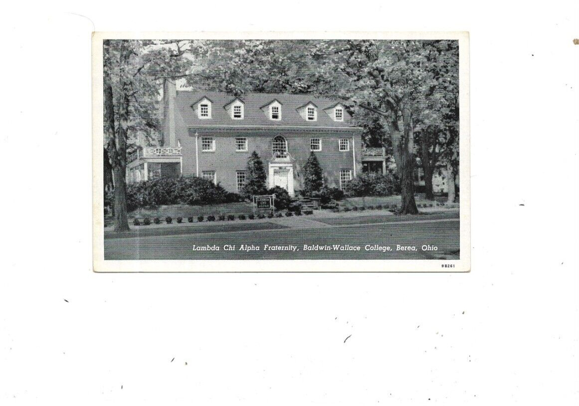 Vintage Postcard Lambda Chi Alpha Fraternity Baldwin-Wallace College   Chrome
