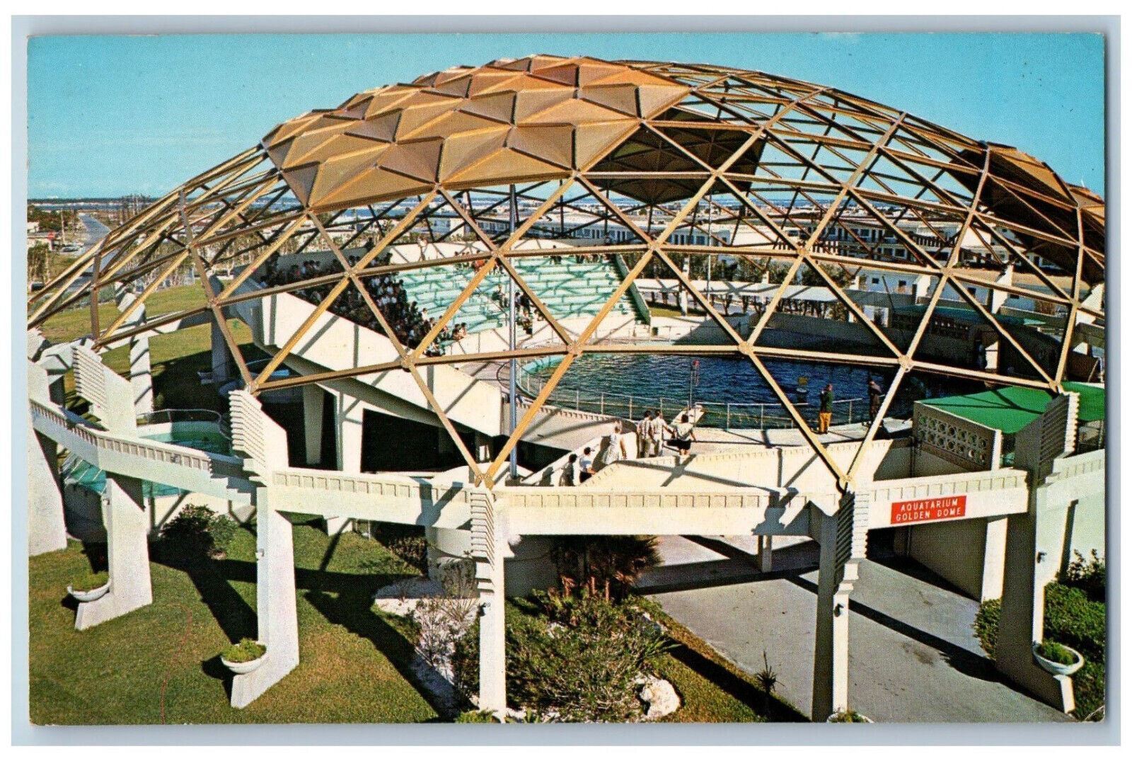 1970 Golden Dome, Largest Geodesic, Aquatarium St. Petersburg FL Postcard