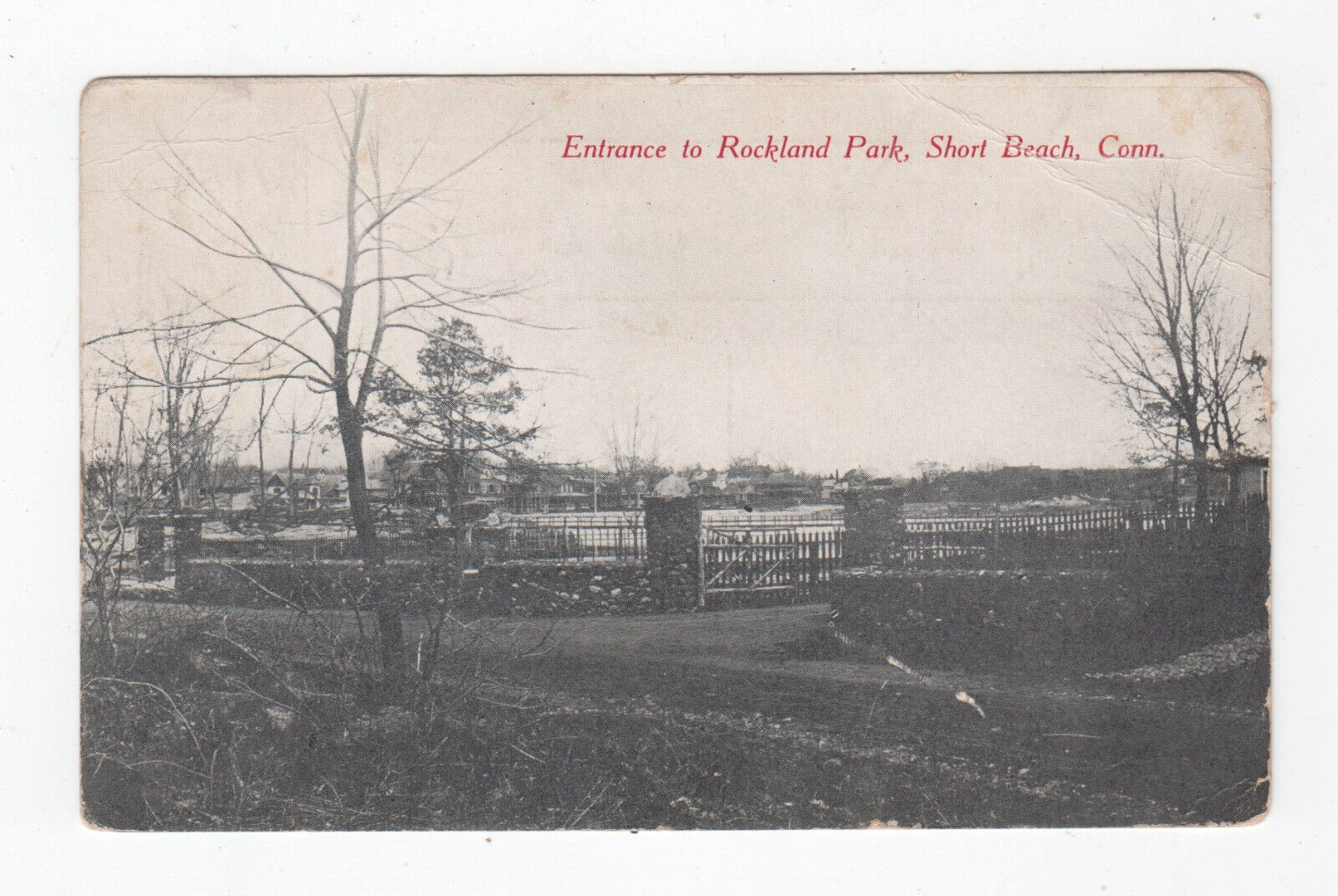 Vintage Early Postcard Short Beach Conn CT, Entrance to Rockland Park early 1900