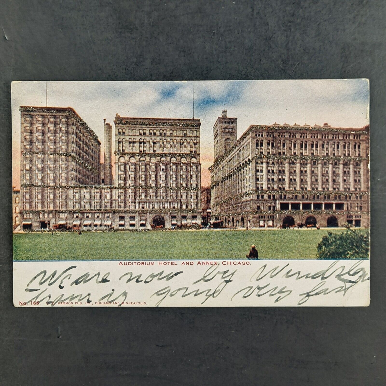 Antique UDB Auditorium Hotel and Annex, Chicago, IL Glitter Enhanced Postcard