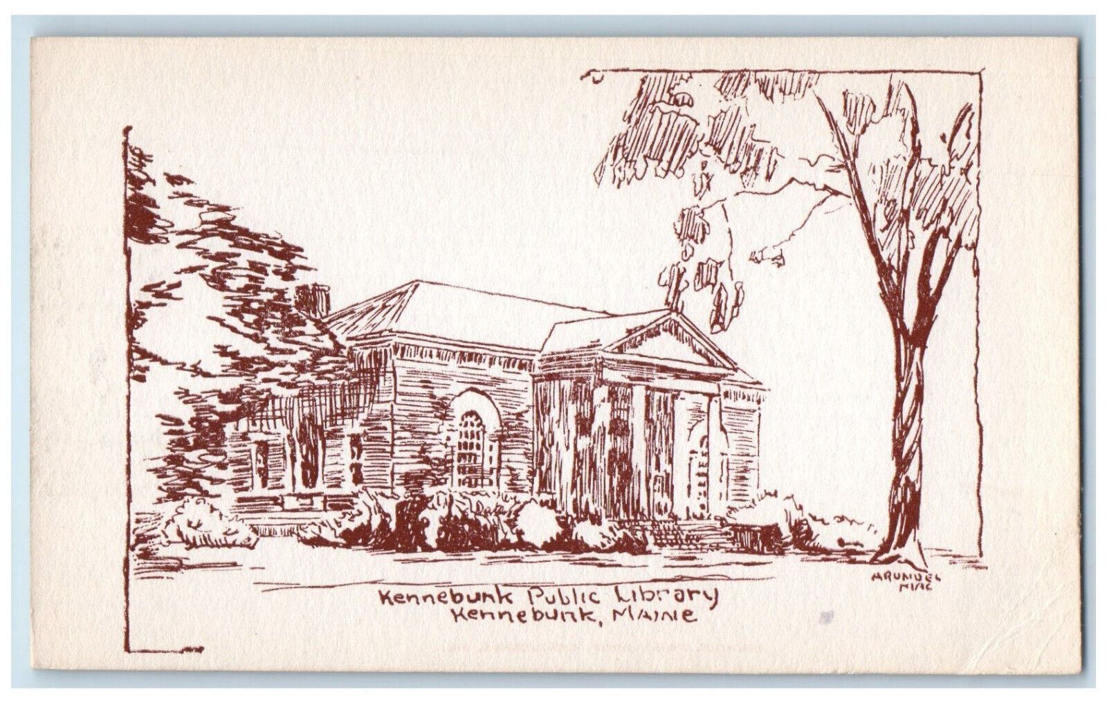 c1910 Kennebunk Public Library Kennebunk Maine ME Arundel Print Shop Postcard