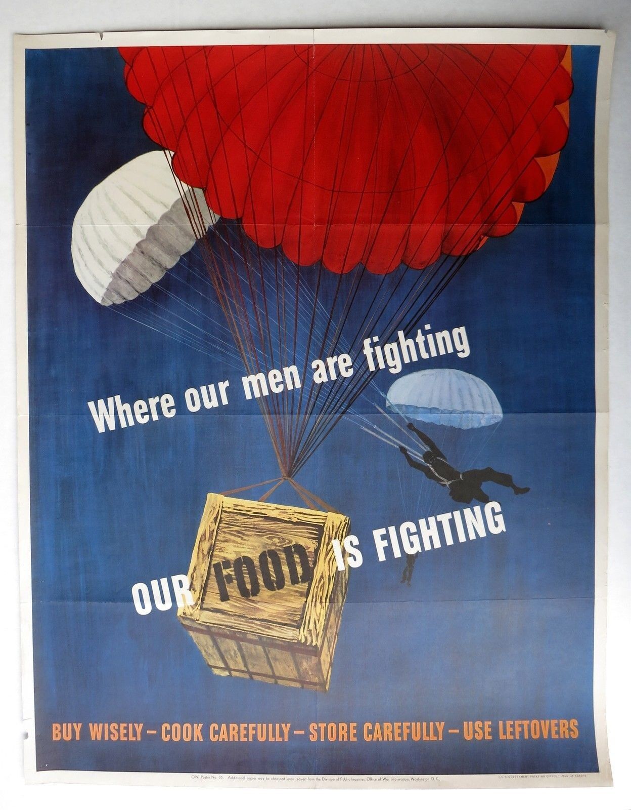 Authentic 1943 WWII Poster Where Our Men Are Fighting Our Food Is Fighting