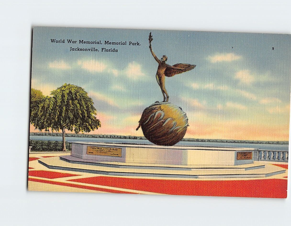 Postcard World War Memorial Memorial Park Jacksonville Florida USA