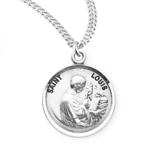 Patron Saint Louis Round Sterling Silver Medal Size 0.9in x 0.7in