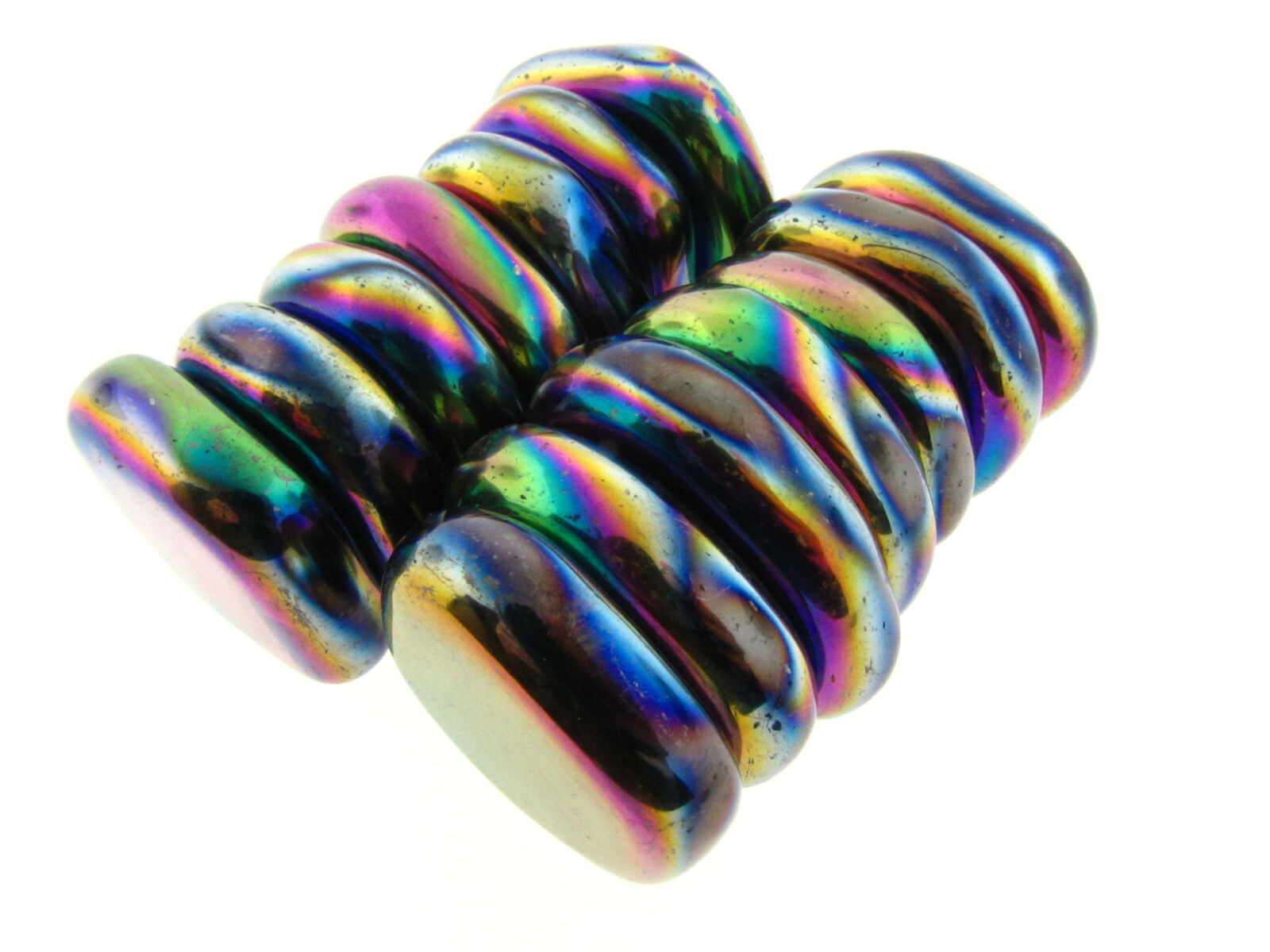 Magnetic Hematite Titanium Rainbow Aura 1pc Palm Stone