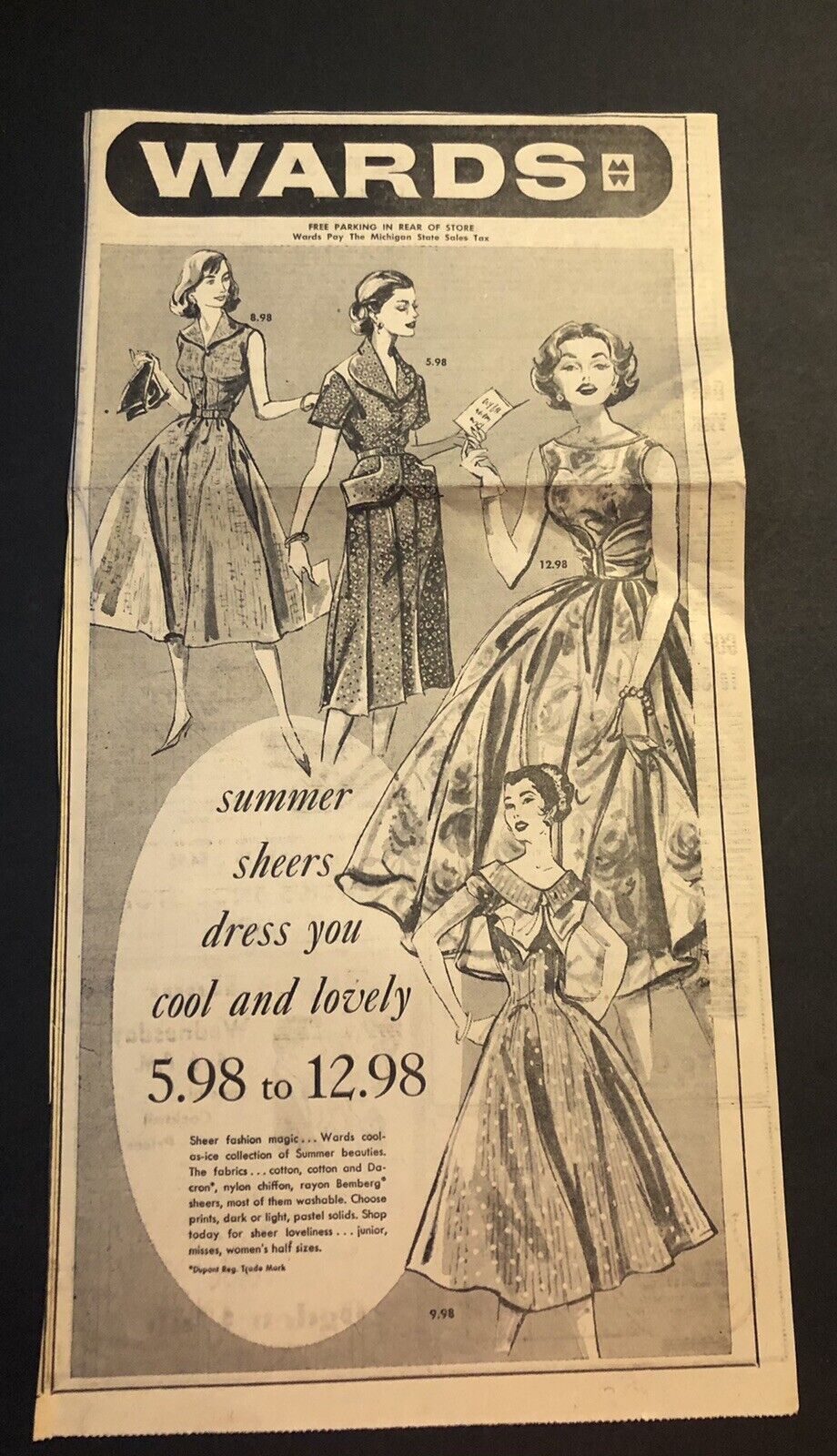 1960’s Montgomery Wards Retail Store Summer Fashion Dresses Newspaper Ad