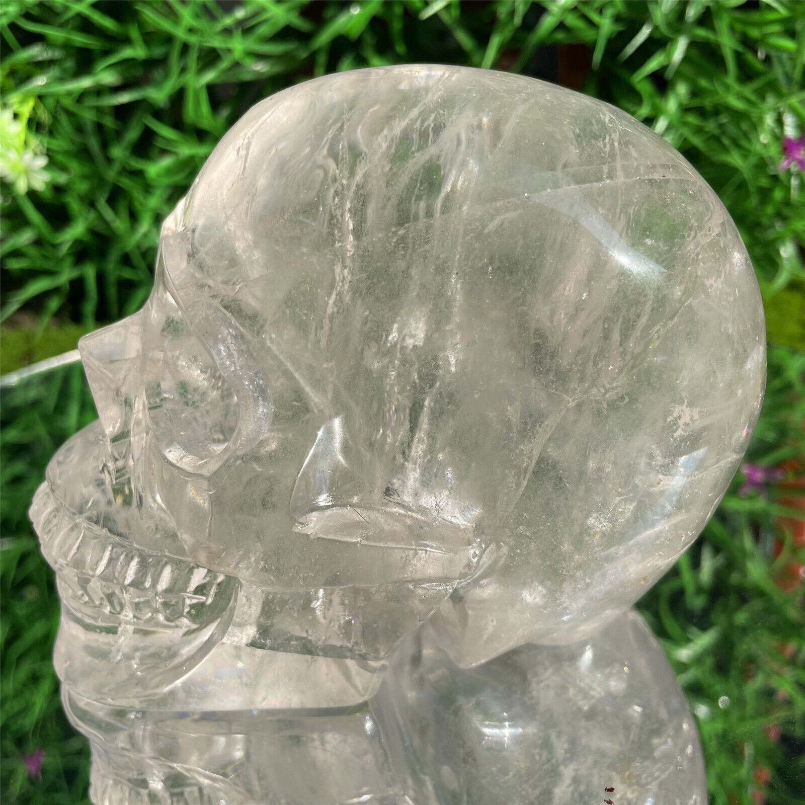 TOP 2.92LB Natural clear quartz skull hand carved crystal reiki healing TC726