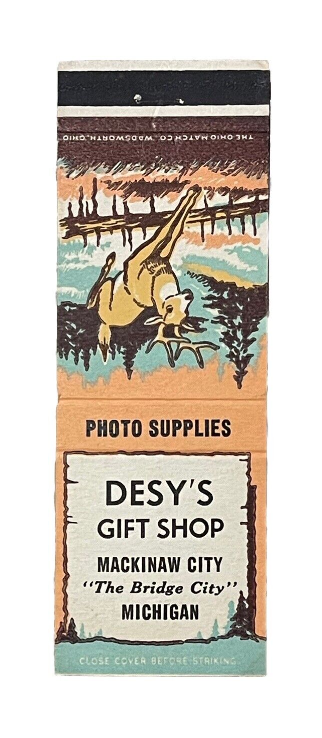 Desys Gift Shop Mackinaw City Michigan Vintage Matchbook Cover