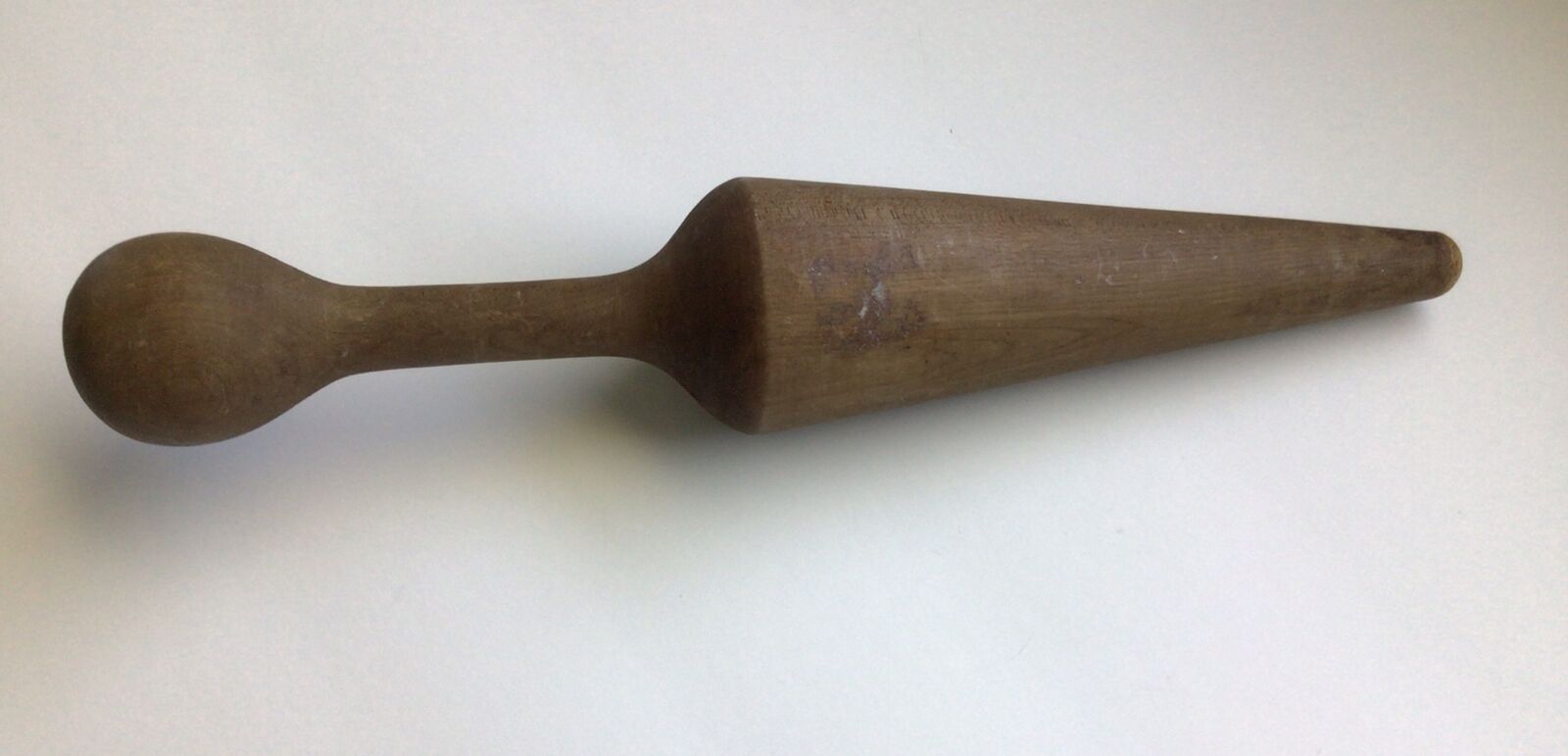 Vintage Primitive Solid Wood Pointed  Colander Cone Masher Pestle 12.5”