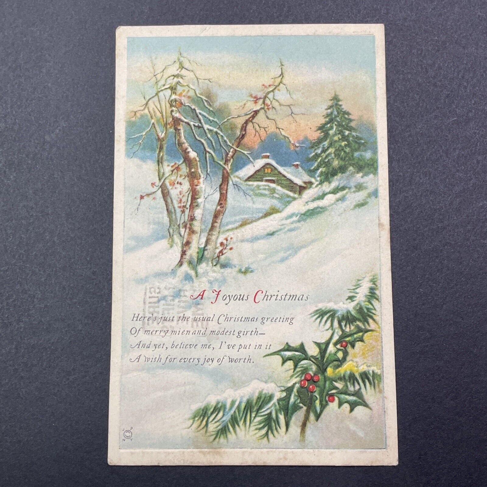 Antique 1925 Christmas Postcard Ayr Ontario With Canada 2 Cent Stamp V2490