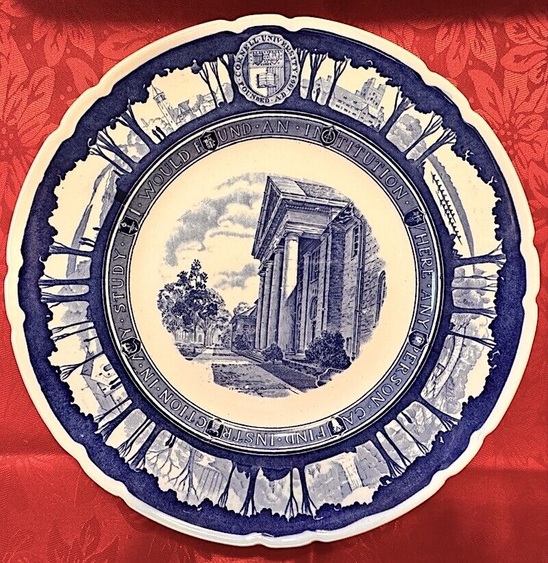 1933 CORNELL UNIVERSITY BLUE WEDGWOOD PLATE SHOWING GOLDWIN SMITH HALL
