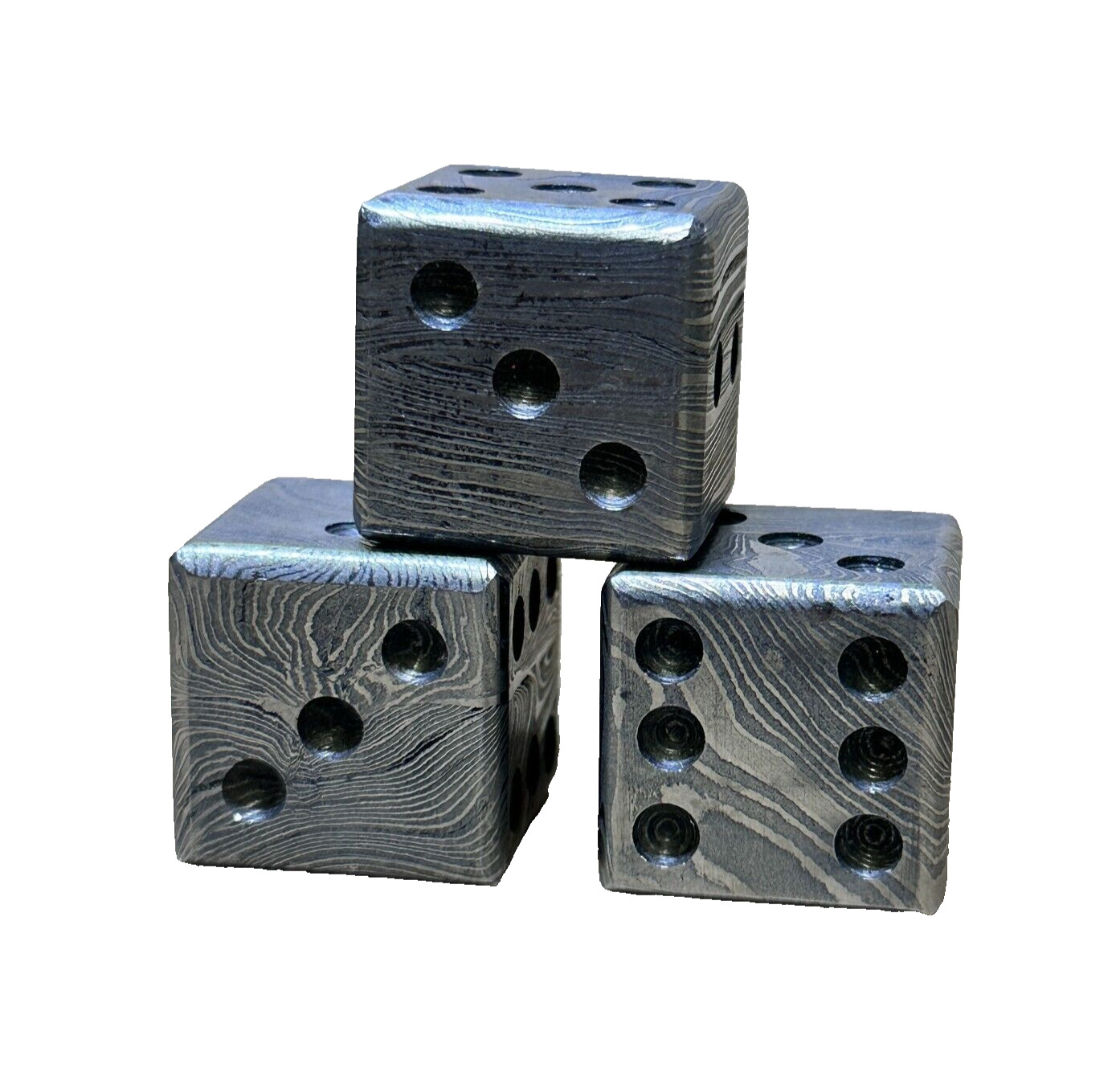 16mm Damascus Steel Dice pair 16mm, Game Dice, Handmade Dices, Gamers Gift, 3 PK