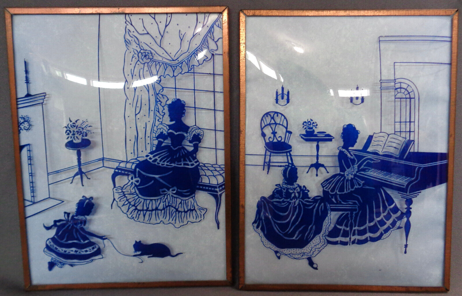 Convex Silhouette Pictures Matching Pair Cobalt Blue Large 6x8\