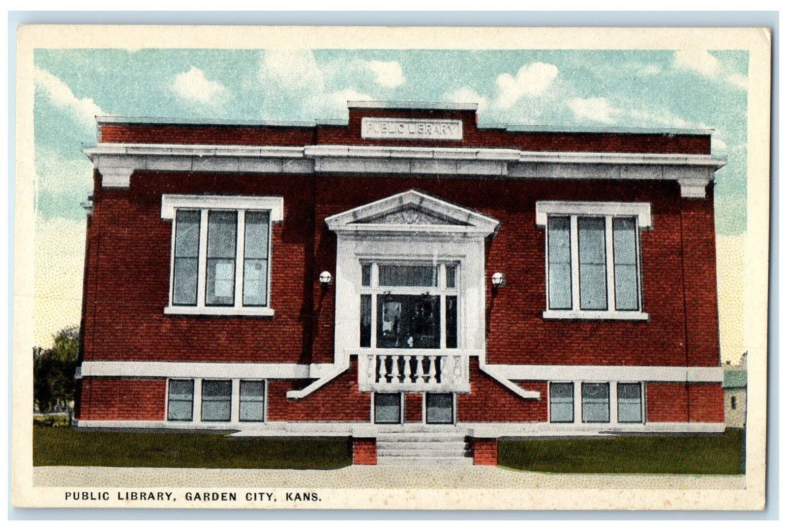 c1920\'s Public Library Building Exterior Garden City Kansas KS Unposted Postcard