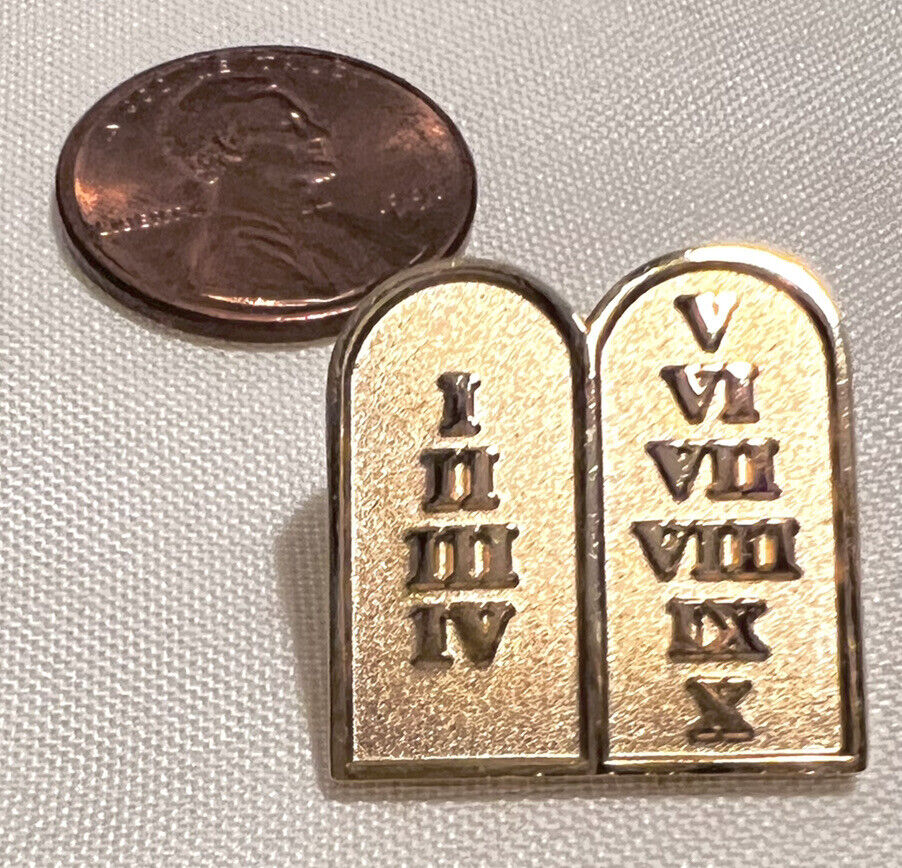 Vintage The Ten Commandments Gold Tone Lapel Pin