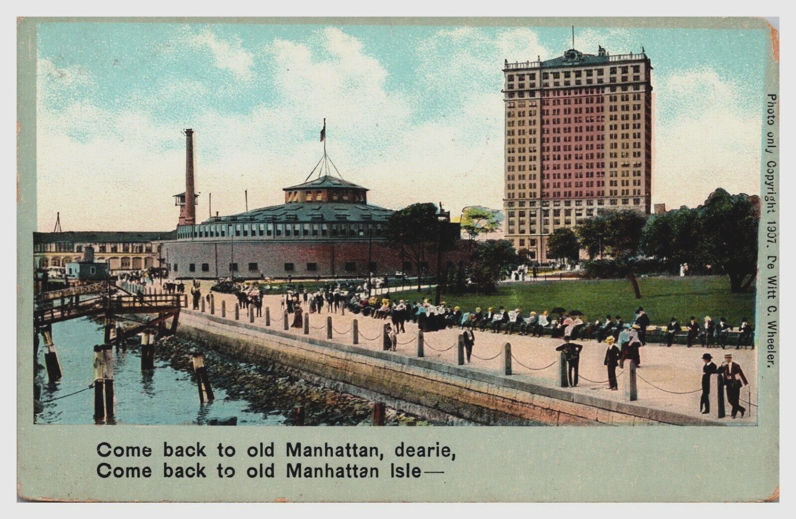Come Back to Old Manhattan Dearie Wheeler Eismann Song Series 1909 NY  Postcard