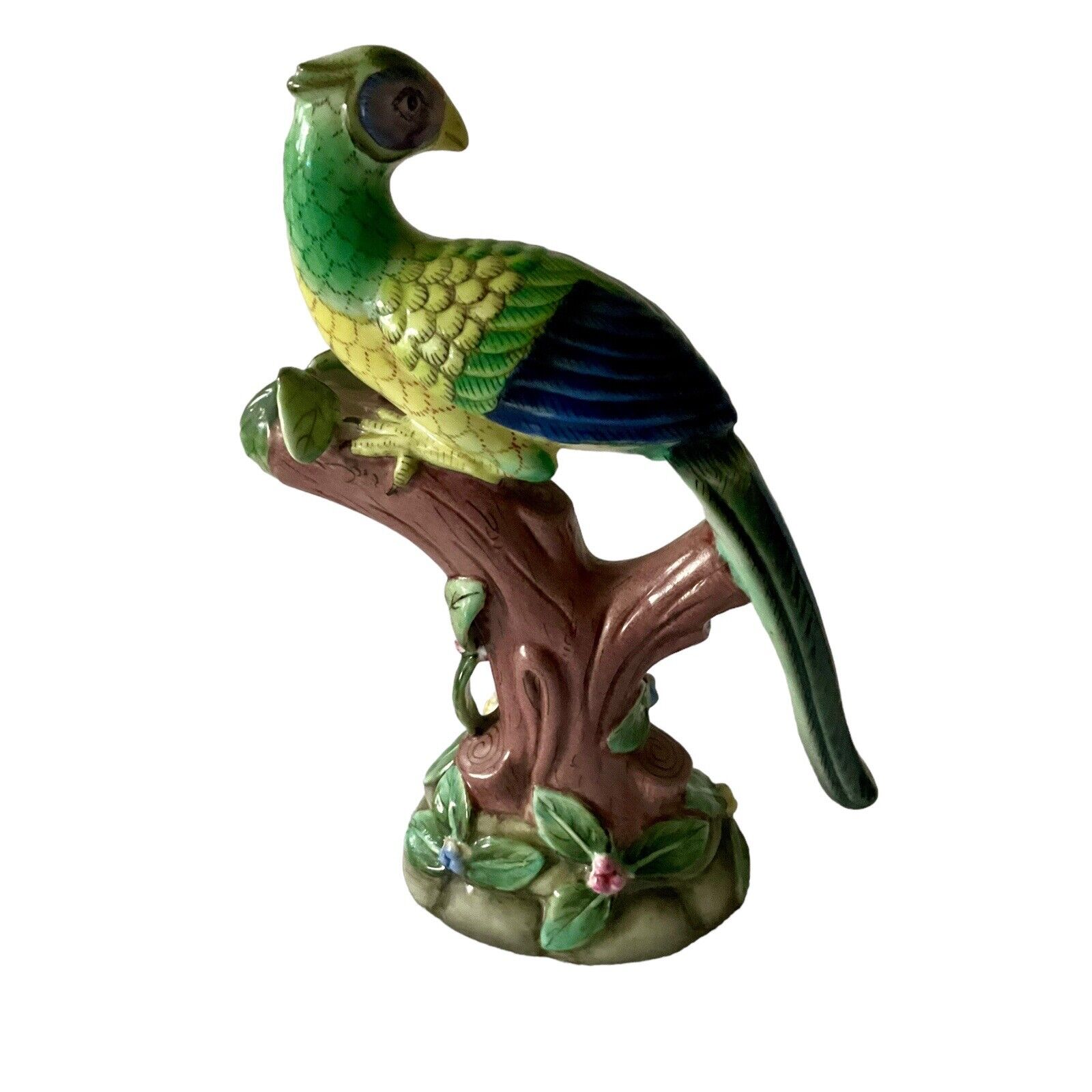 Andrea By Sadek Parrot Collectable Bird On Branch Figurine Ceramic 10 Inch