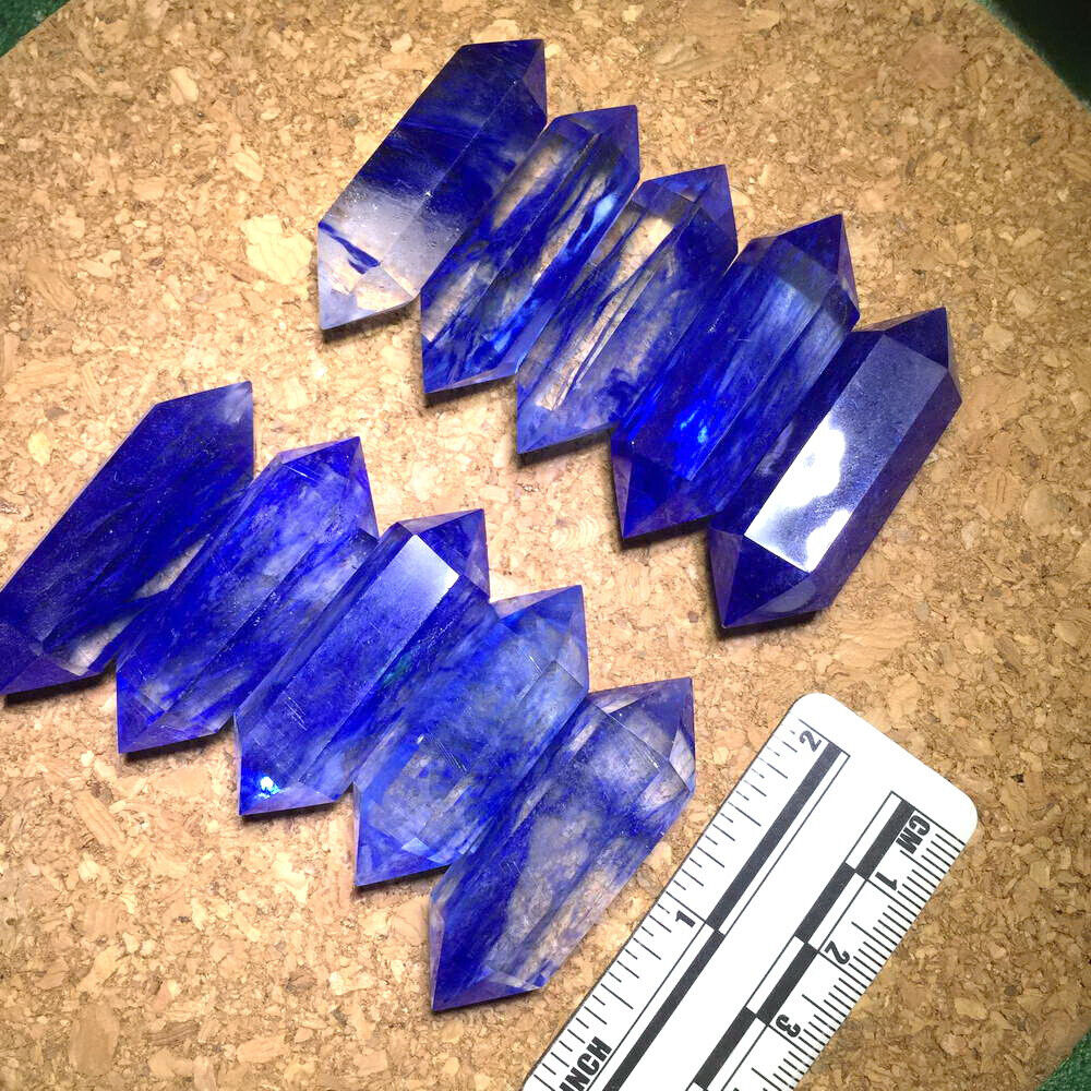 10pcs Bulk Blue Smelting Quartz Crystal Small DT Points Double Terminated Wands