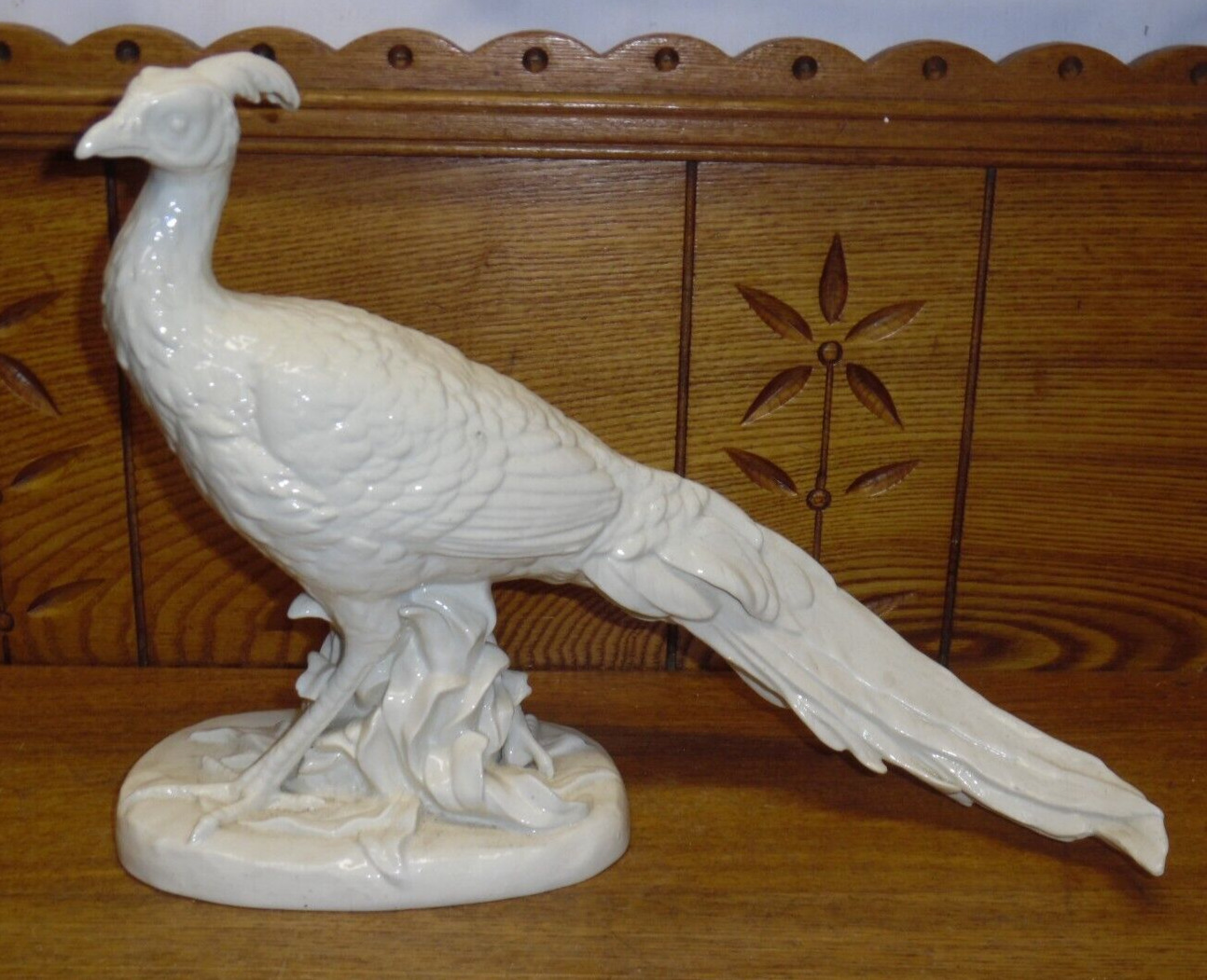 White Carl Thieme Dresden Porcelain Pheasant Figurine - 9 1/4\