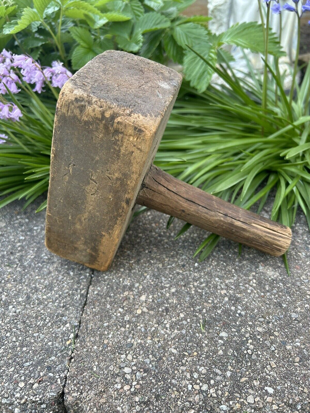 Antique Vintage Primitive Wooden Mallet Hammer Tool