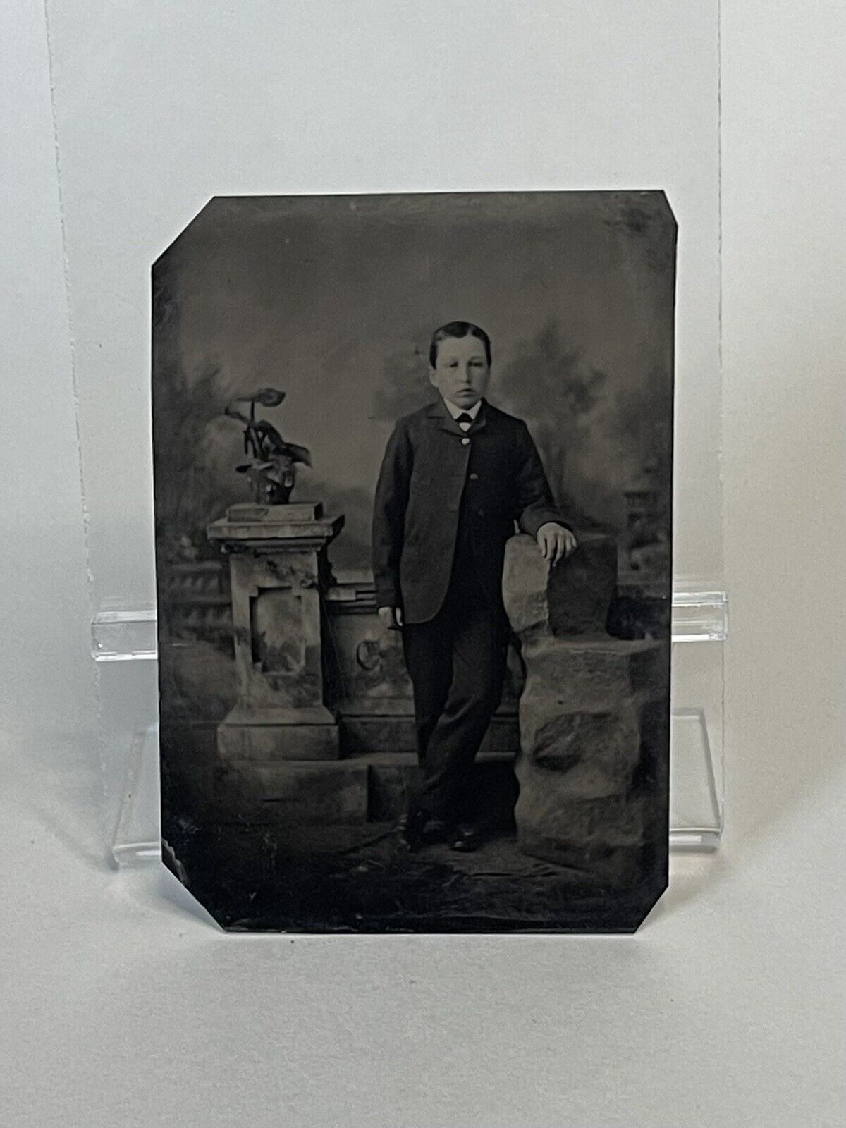 Antique Victorian Tintype Photo Young Boy Standing
