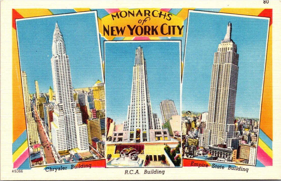 c1940s Famous Skyscrapers Monarchs of New York City Vintage Postcard