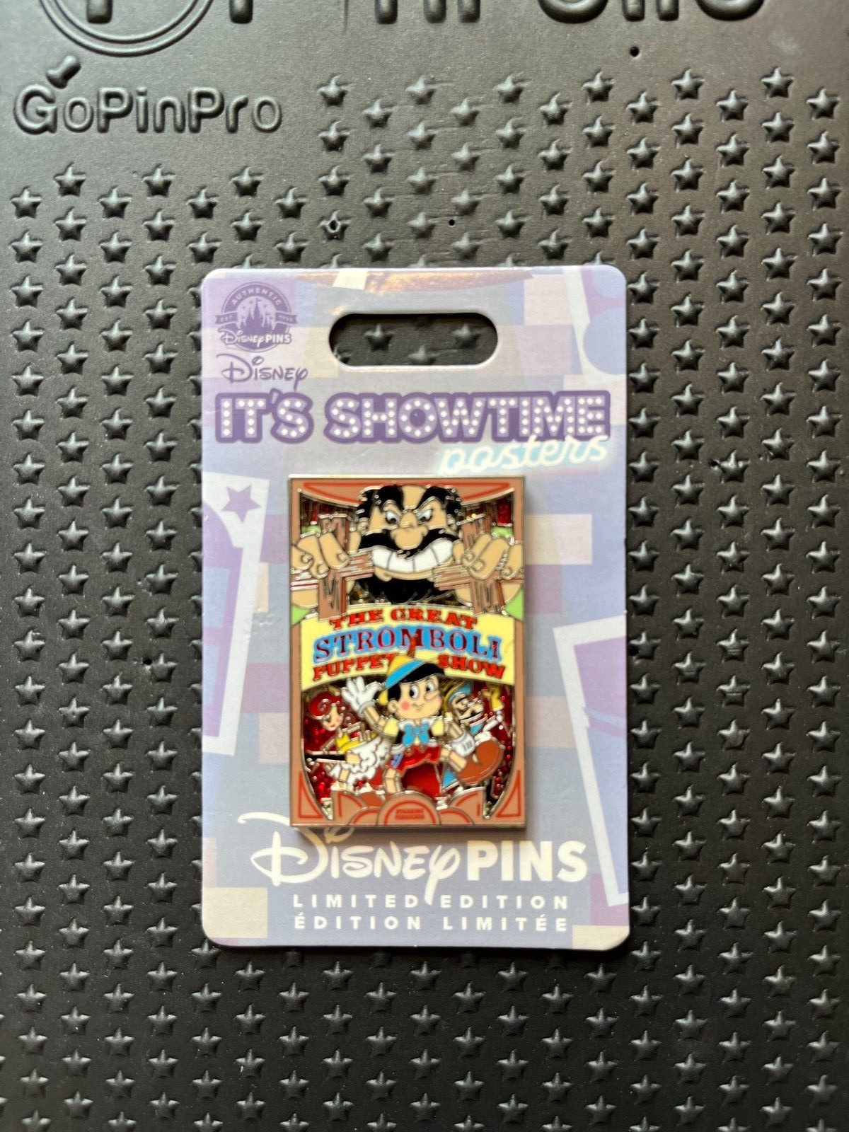 2024 Disney Parks It’s Showtime Posters Great Stromboli Puppet Pinocchio LE Pin