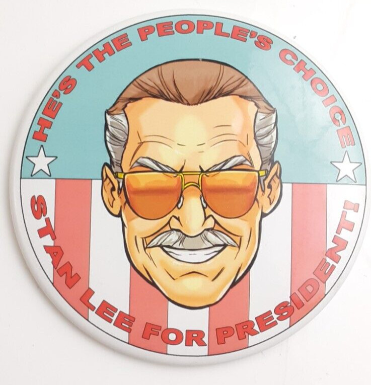 Large Stan Lee For President Huge Official Event Pin / Button Marvel Spiderman