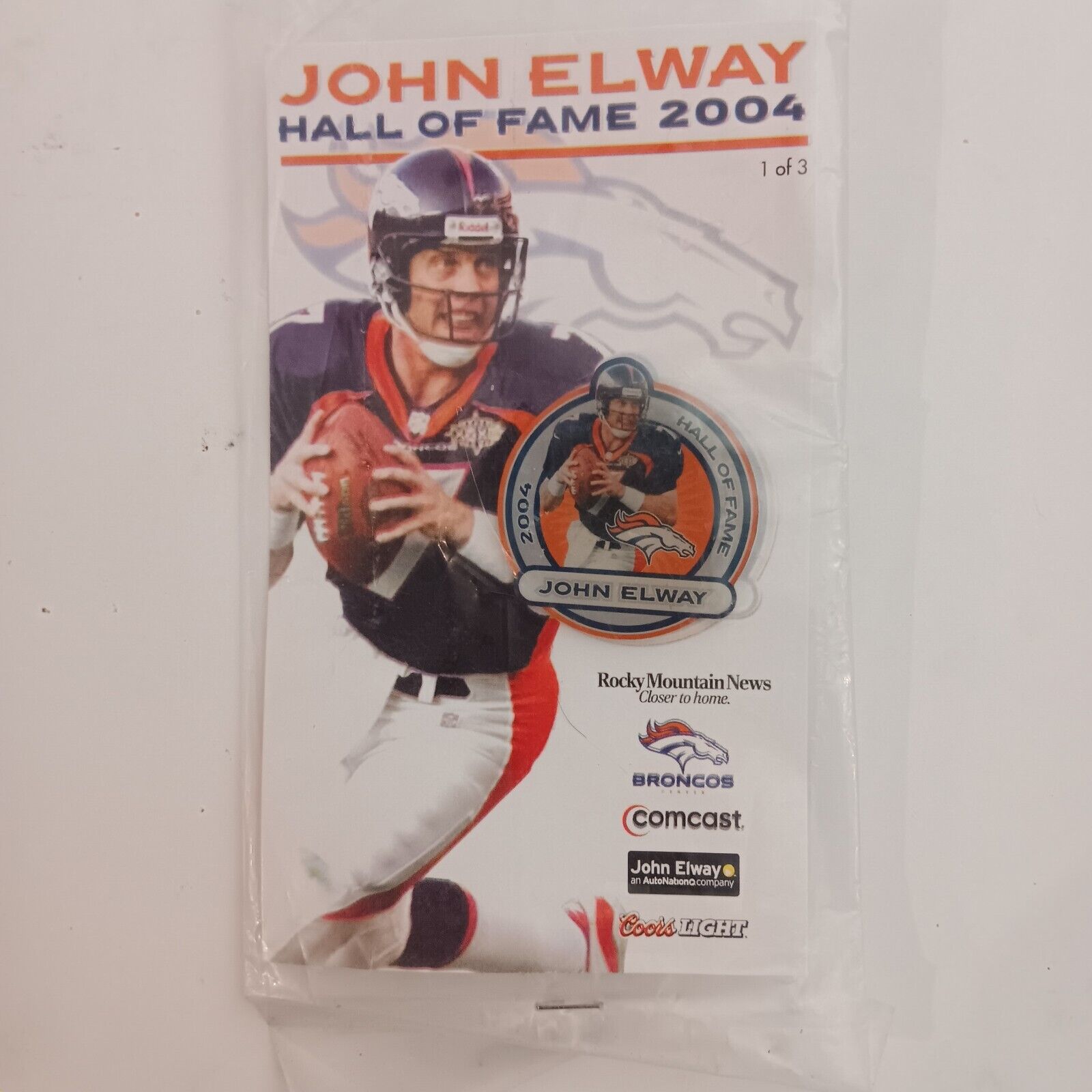 John Elway Denver 2004 Hall of Fame Post Football Lapel Hat Pin SEALED