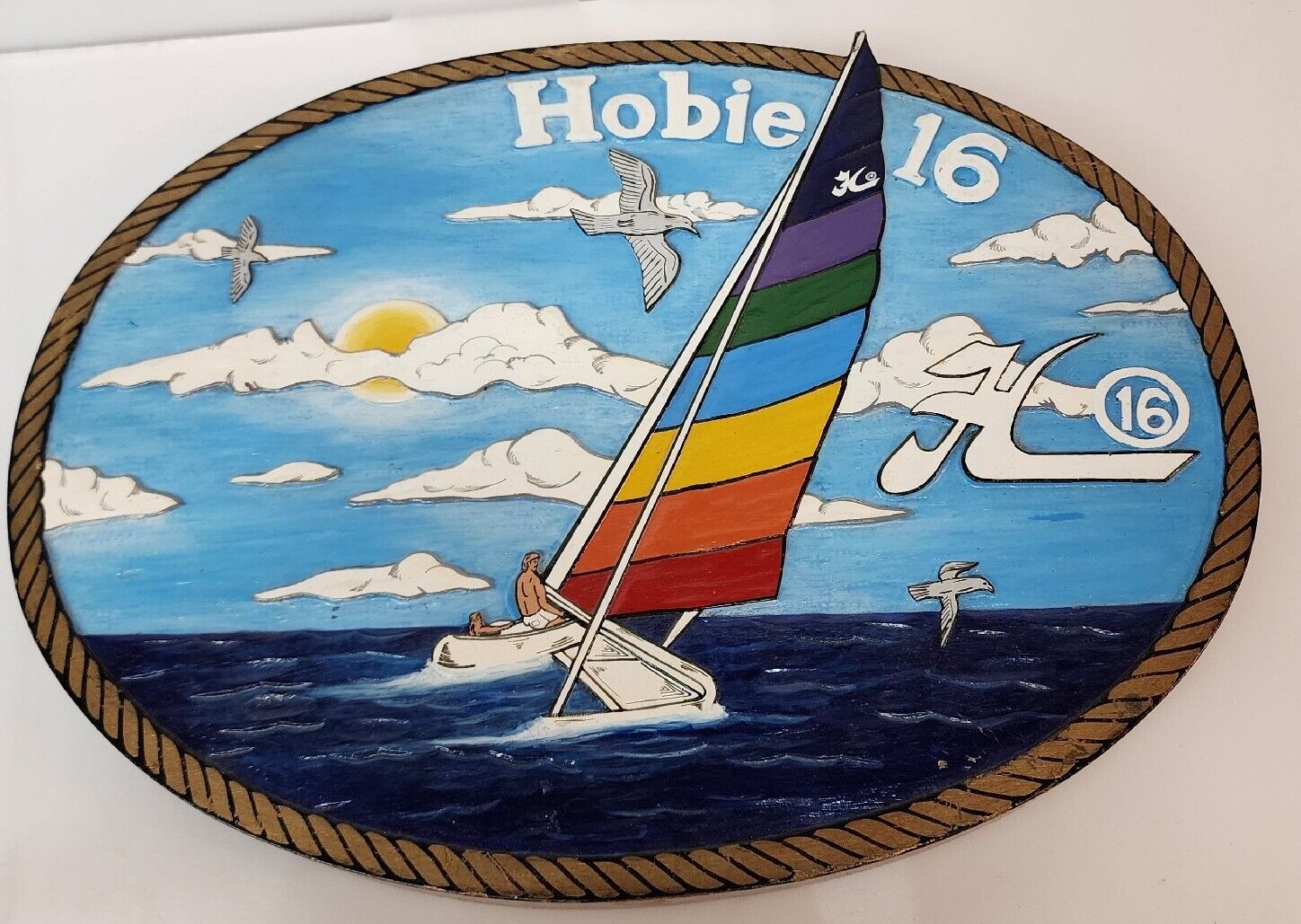 Hobie Catamaran Sail Boat Sign Vintage Wooden Hobie 16 Sailing Nautical Marina