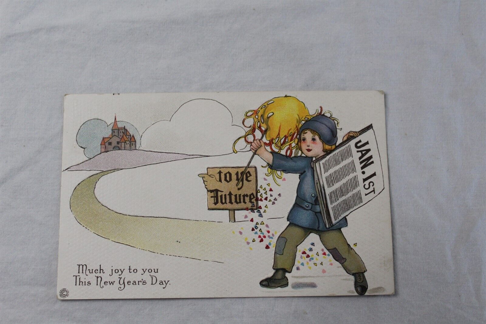 Vintage Postcard New Years Embossed Unposted To Ye Future