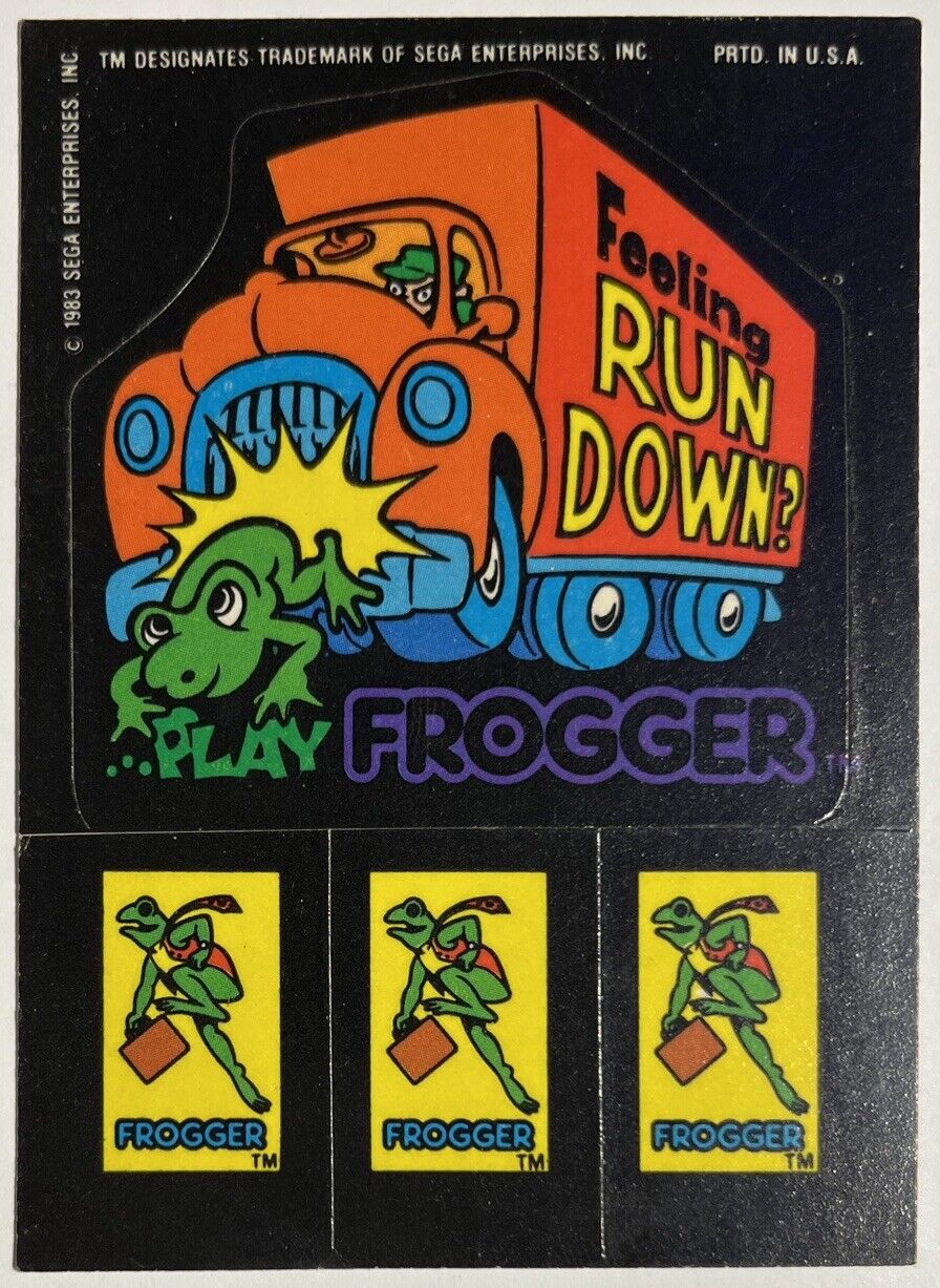 Game City 1983 Topps Sega Frogger Sticker Featuring Run Down Play