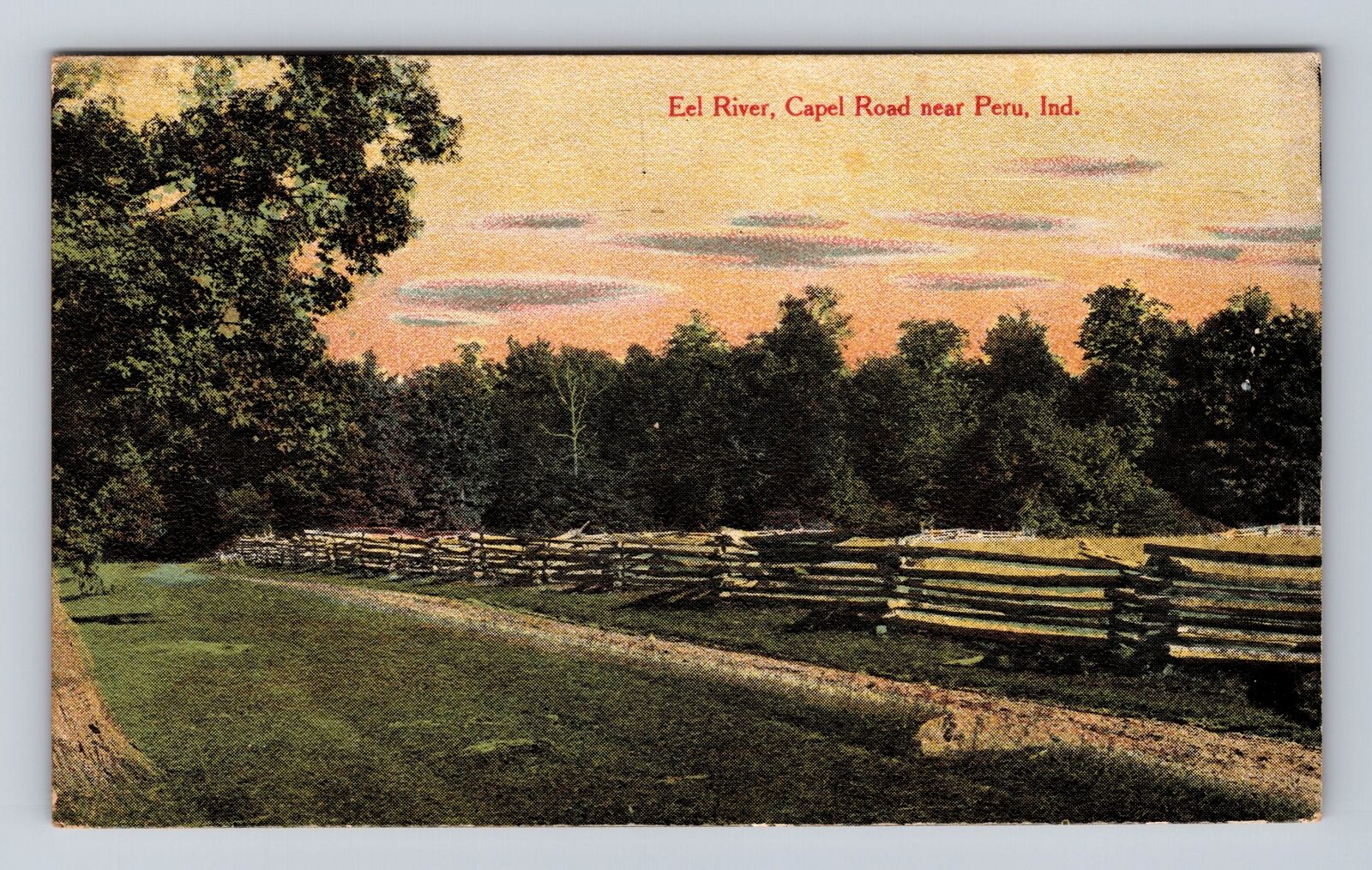 Peru IN-Indiana, Capel Road, Eel River, Antique Vintage Souvenir Postcard