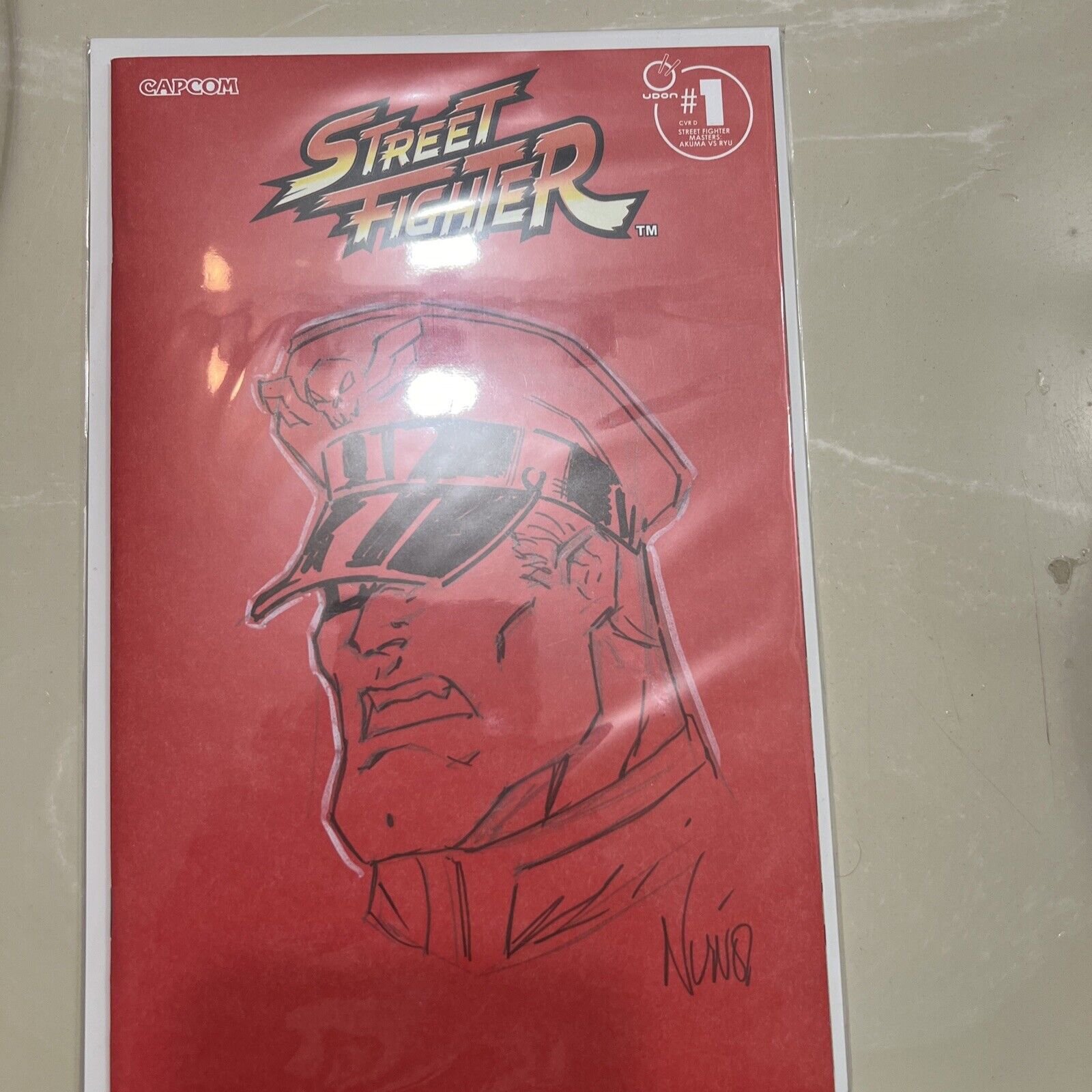 Street Fighter 1 sketch cover signed by Eddie Nunez