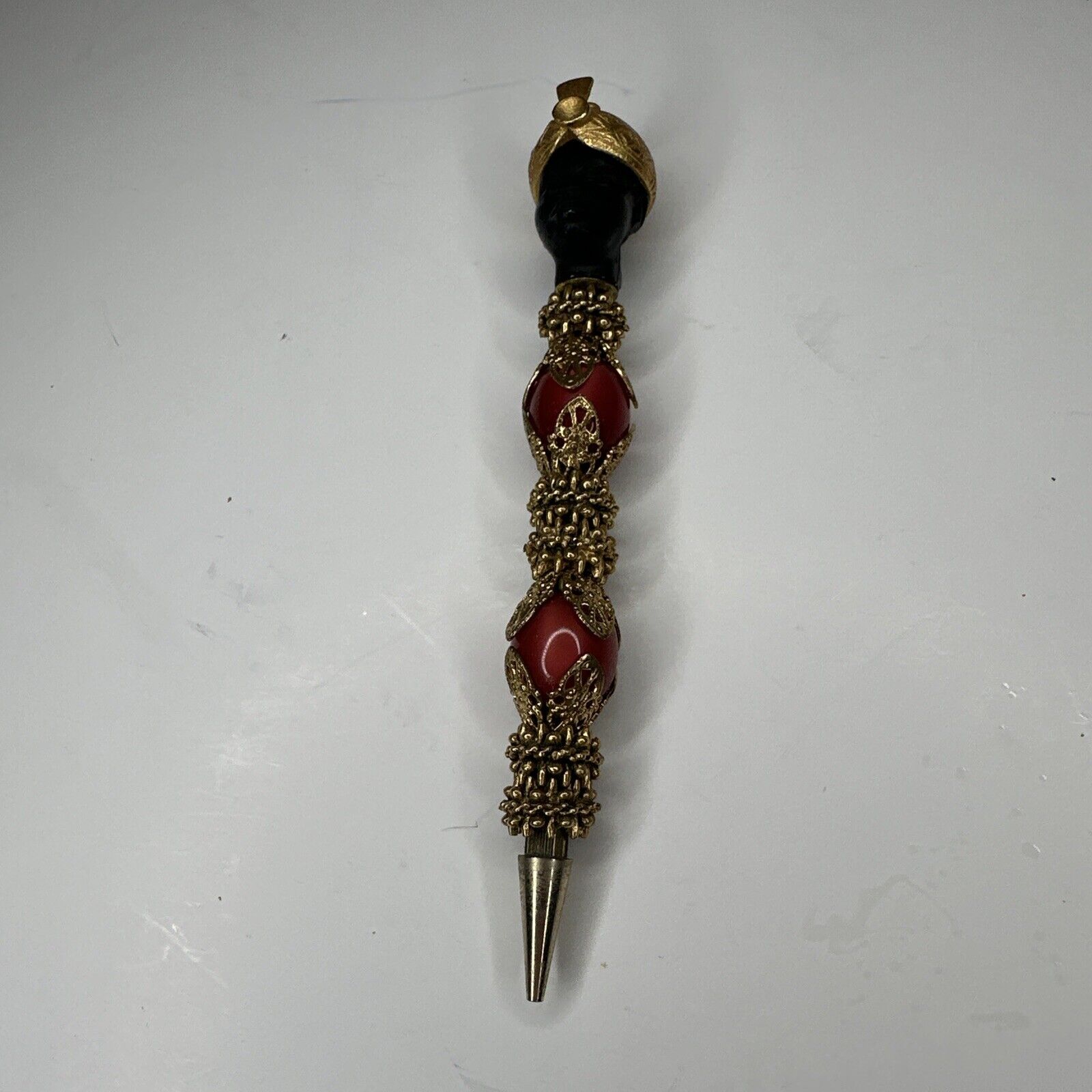 Signed Florenza Blackamoor Mechanical Jewelry Pencil 50 60s Era Not A Brooch Pin