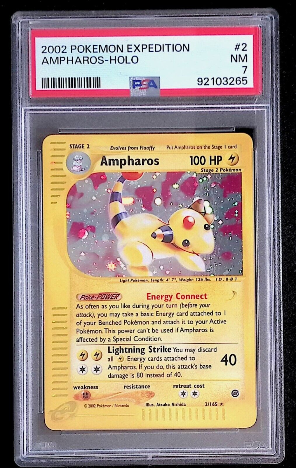Ampharos - 2002 Pokemon Expedition HOLO RARE - PSA 7