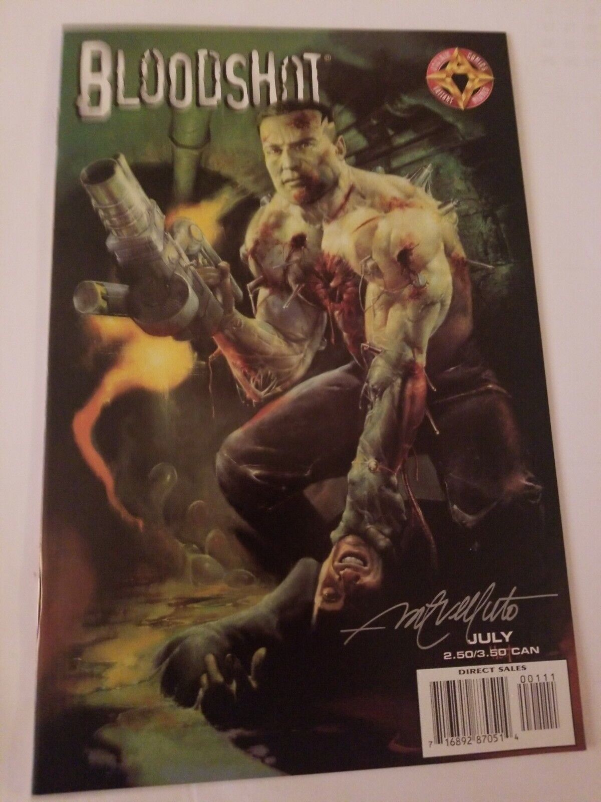 Bloodshot 1 (1997) PAINTED VARIANT SIGNED BY ARTIST SAL VELLUTO MOVIE dielsel