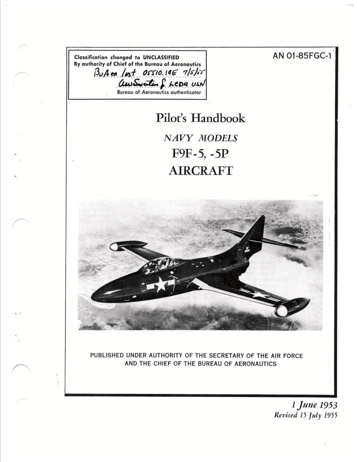 288 Page 1955 F9F-5 Panther AN 01-85FGC-1 Pilot\'s Handbook Flight Manual on CD