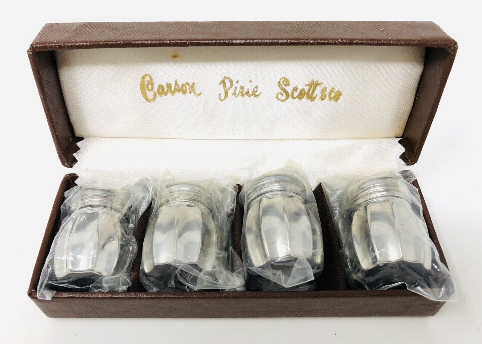 Vintage NOS New Carson Pirie Scott Pewter Salt Pepper Shakers w/ Box KP21