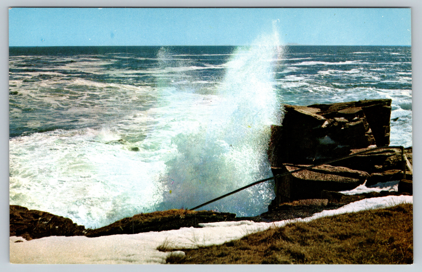 c1960s Hight Surf Thunder Hole Acadia National Park Miane Vintage Postcard